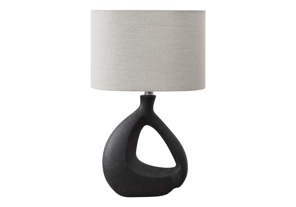 Monarch Specialties Lighting, 23" Contemporary Table Lamp with Luxurious Shade for Stylish Home Decor and Ambiance BLACK,GREY 14 L x 9 W x 23 H 