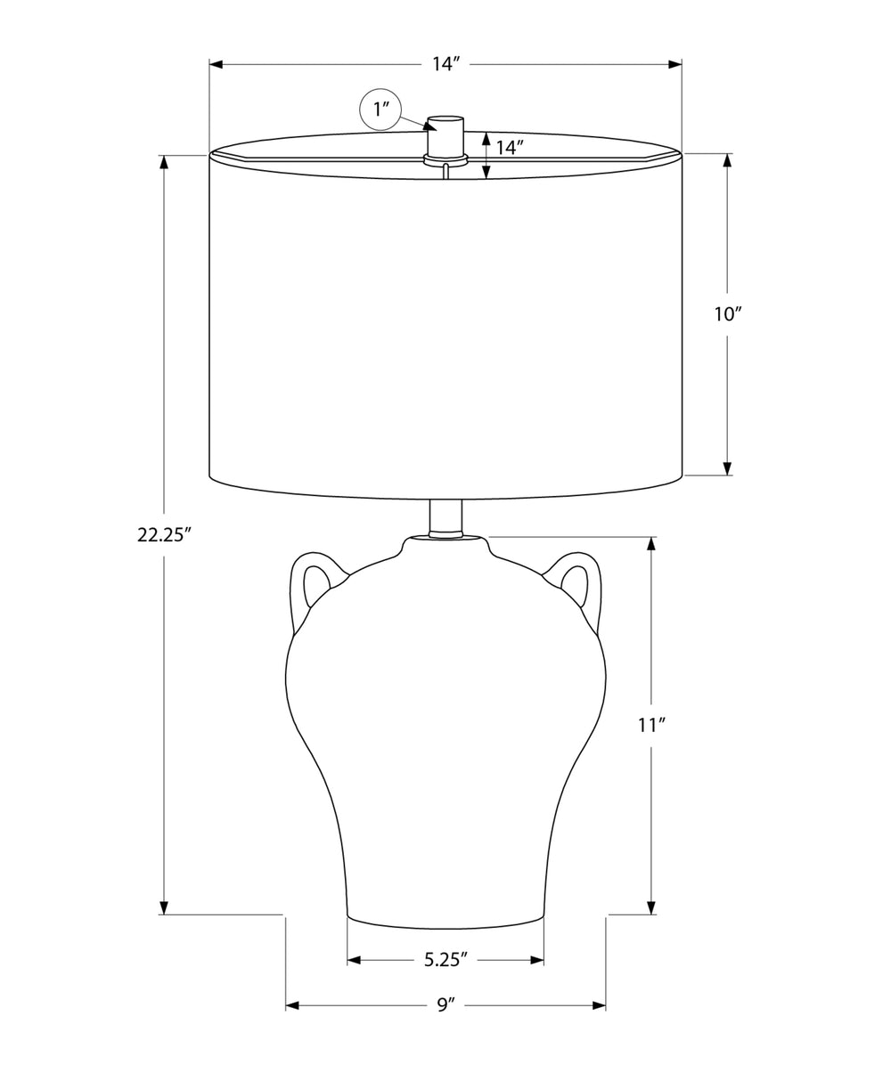 Monarch Specialties Lighting, Elegant 22" Table Lamp with Ceramic Base and Stylish Fabric Shade for Any Room Decor BROWN,BEIGE 14 L x 14 W x 22.25 H 