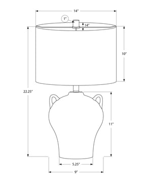 Monarch Specialties Lighting, Elegant 22" Table Lamp with Ceramic Base and Stylish Fabric Shade for Any Room Decor BROWN,BEIGE 14 L x 14 W x 22.25 H 