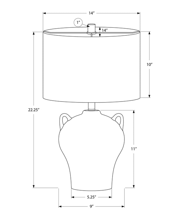Monarch Specialties Lighting, Elegant 22" Table Lamp with Ceramic Base and Stylish Fabric Shade for Any Room Decor BROWN,BEIGE 14 L x 14 W x 22.25 H 