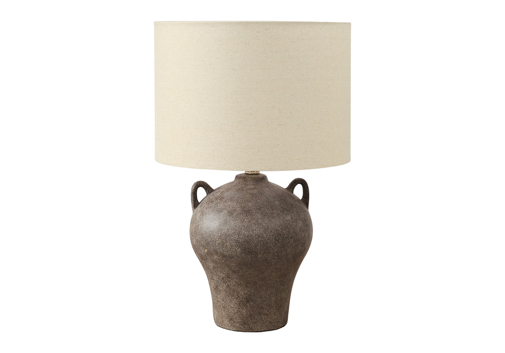 Monarch Specialties Lighting, Elegant 22" Table Lamp with Ceramic Base and Stylish Fabric Shade for Any Room Decor BROWN,BEIGE 14 L x 14 W x 22.25 H 