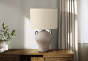 Monarch Specialties Lighting, Elegant 22" Table Lamp with Ceramic Base and Stylish Fabric Shade for Any Room Decor BEIGE 14 L x 14 W x 22.25 H 
