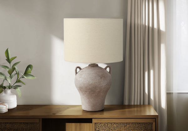 Monarch Specialties Lighting, Elegant 22" Table Lamp with Ceramic Base and Stylish Fabric Shade for Any Room Decor BEIGE 14 L x 14 W x 22.25 H 