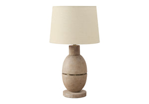 Monarch Specialties Lighting, Stylish 25" Table Lamp in Natural Resin with Textured Base and Soft Fabric Shade for Home Decor BEIGE 14 L x 14 W x 25 H 