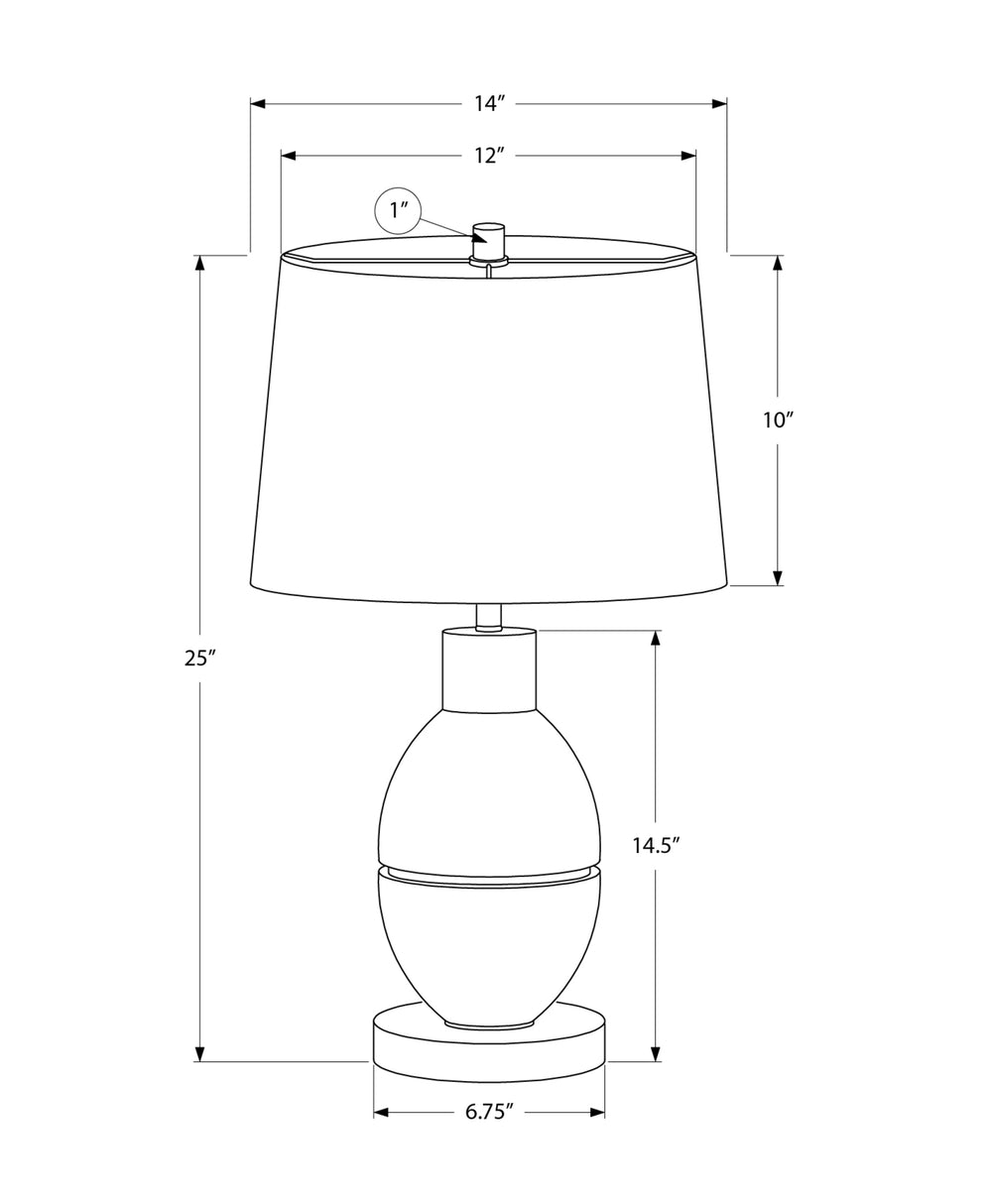 Monarch Specialties Lighting, Stylish 25" Table Lamp in Natural Resin with Textured Base and Soft Fabric Shade for Home Decor GREY,BLACK 14 L x 14 W x 25 H 