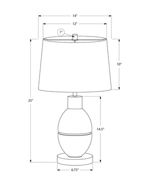 Monarch Specialties Lighting, Stylish 25" Table Lamp in Natural Resin with Textured Base and Soft Fabric Shade for Home Decor GREY,BLACK 14 L x 14 W x 25 H 