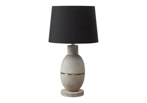 Monarch Specialties Lighting, Stylish 25" Table Lamp in Natural Resin with Textured Base and Soft Fabric Shade for Home Decor GREY,BLACK 14 L x 14 W x 25 H 