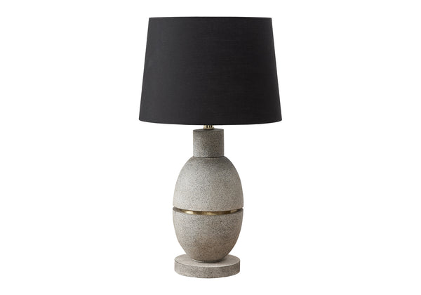 Monarch Specialties Lighting, Stylish 25" Table Lamp in Natural Resin with Textured Base and Soft Fabric Shade for Home Decor GREY,BLACK 14 L x 14 W x 25 H 