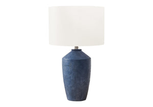 Monarch Specialties Lighting, 25" Modern Table Lamp with Concrete Base and Soft Fabric Shade for Elegant Home Decor BLUE,IVORY 15 L x 15 W x 25 H 