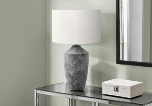 Monarch Specialties Lighting, 25" Modern Table Lamp with Concrete Base and Soft Fabric Shade for Elegant Home Decor GREY,IVORY 15 L x 15 W x 25 H 