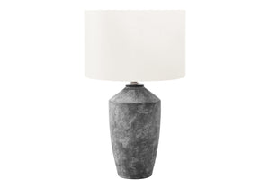 Monarch Specialties Lighting, 25" Modern Table Lamp with Concrete Base and Soft Fabric Shade for Elegant Home Decor GREY,IVORY 15 L x 15 W x 25 H 