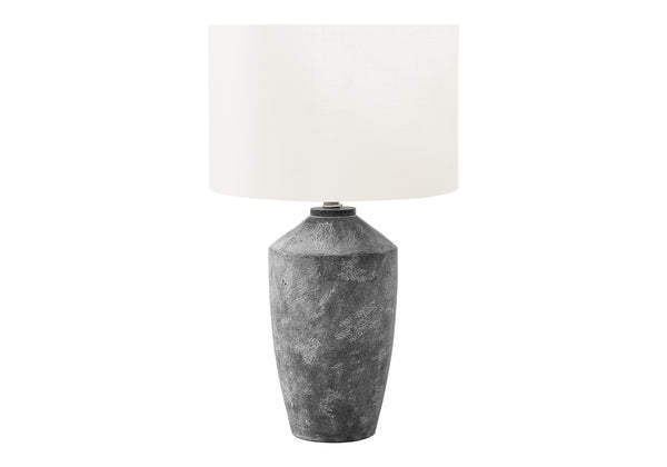 Monarch Specialties Lighting, 25" Modern Table Lamp with Concrete Base and Soft Fabric Shade for Elegant Home Decor GREY,IVORY 15 L x 15 W x 25 H 