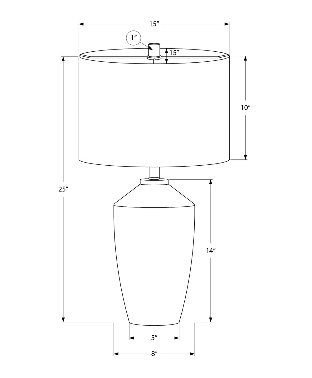 Monarch Specialties Lighting, 25" Modern Table Lamp with Concrete Base and Soft Fabric Shade for Elegant Home Decor GREEN,IVORY 15 L x 15 W x 25 H 
