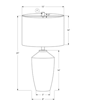 Monarch Specialties Lighting, 25" Modern Table Lamp with Concrete Base and Soft Fabric Shade for Elegant Home Decor GREEN,IVORY 15 L x 15 W x 25 H 