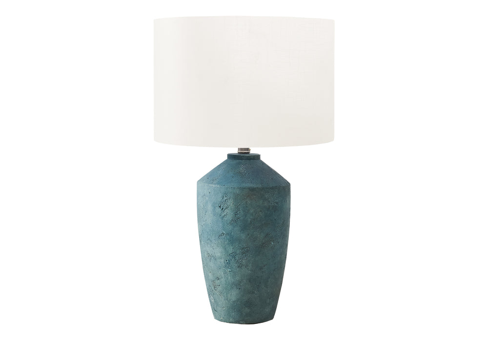 Monarch Specialties Lighting, 25" Modern Table Lamp with Concrete Base and Soft Fabric Shade for Elegant Home Decor GREEN,IVORY 15 L x 15 W x 25 H 