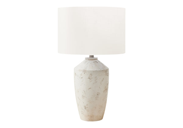Monarch Specialties Lighting, 25" Modern Table Lamp with Concrete Base and Soft Fabric Shade for Elegant Home Decor IVORY 15 L x 15 W x 25 H 