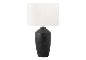 Monarch Specialties Lighting, 25" Modern Table Lamp with Concrete Base and Soft Fabric Shade for Elegant Home Decor BLACK,IVORY 15 L x 15 W x 25 H 