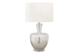 Monarch Specialties Lighting, Elegant 26"H Table Lamp in Silver Glass with Ivory Shade for Modern Home Decor Charm SILVER,IVORY 15 L x 15 W x 26 H 