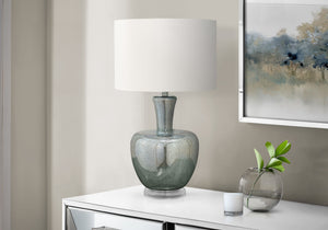 Monarch Specialties Lighting, Elegant 26"H Table Lamp in Silver Glass with Ivory Shade for Modern Home Decor Charm GREEN,IVORY 15 L x 15 W x 26 H 