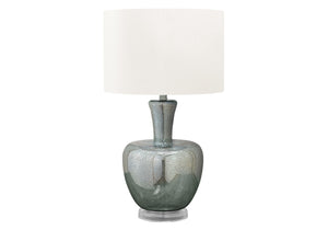 Monarch Specialties Lighting, Elegant 26"H Table Lamp in Silver Glass with Ivory Shade for Modern Home Decor Charm GREEN,IVORY 15 L x 15 W x 26 H 