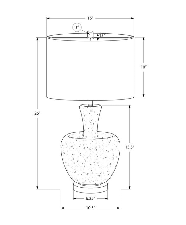Monarch Specialties Lighting, Elegant 26"H Table Lamp in Silver Glass with Ivory Shade for Modern Home Decor Charm RED,IVORY 15 L x 15 W x 26 H 