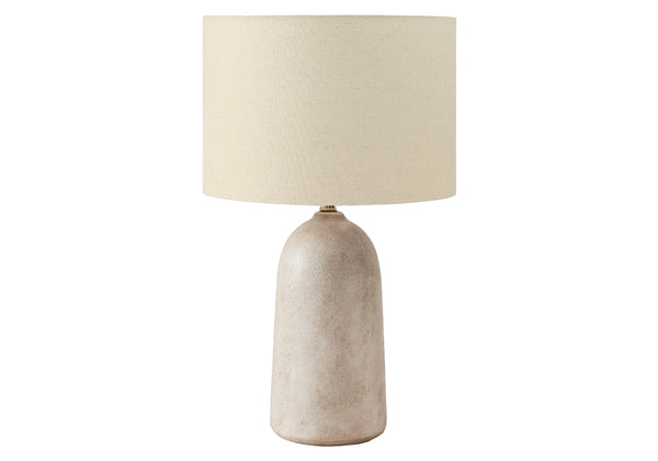 Monarch Specialties Lighting, 27" Chic Ceramic Table Lamp with Stylish Linen Shade for Modern Home Décor & Ambiance BEIGE 16 L x 16 W x 26.5 H 
