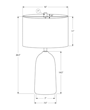 Monarch Specialties Lighting, 27" Chic Ceramic Table Lamp with Stylish Linen Shade for Modern Home Décor & Ambiance BLACK 16 L x 16 W x 26.5 H 