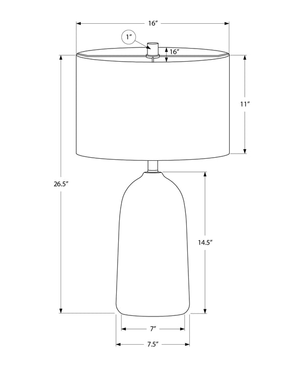 Monarch Specialties Lighting, 27" Chic Ceramic Table Lamp with Stylish Linen Shade for Modern Home Décor & Ambiance BLACK 16 L x 16 W x 26.5 H 