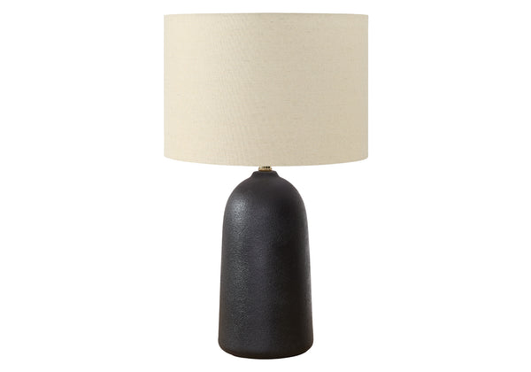 Monarch Specialties Lighting, 27" Chic Ceramic Table Lamp with Stylish Linen Shade for Modern Home Décor & Ambiance BLACK 16 L x 16 W x 26.5 H 