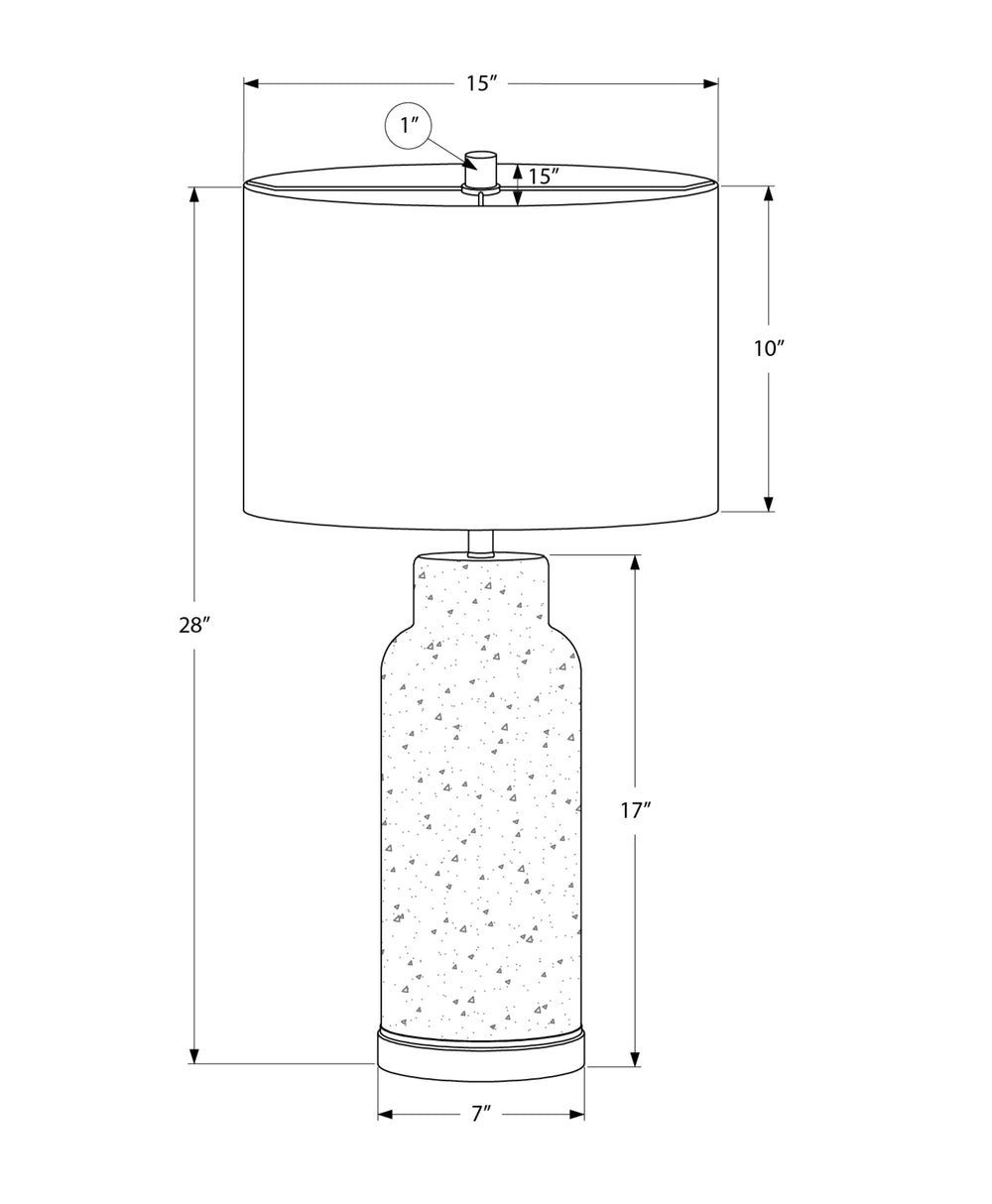 Monarch Specialties Lighting, 28" Decorative Table Lamp with Textured Glass Base and Chic Fabric Shade for Modern Style RED,GREY 15 L x 15 W x 28 H 