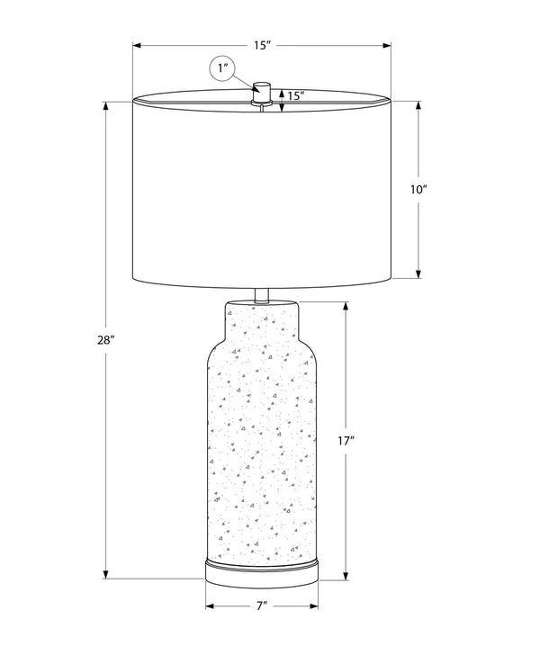 Monarch Specialties Lighting, 28" Decorative Table Lamp with Textured Glass Base and Chic Fabric Shade for Modern Style RED,GREY 15 L x 15 W x 28 H 