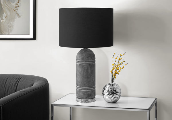 Monarch Specialties Lighting, 28" Contemporary Table Lamp with Chic Shade - Modern Accent for Home or Office Decor GREY,BLACK 16 L x 16 W x 28 H 
