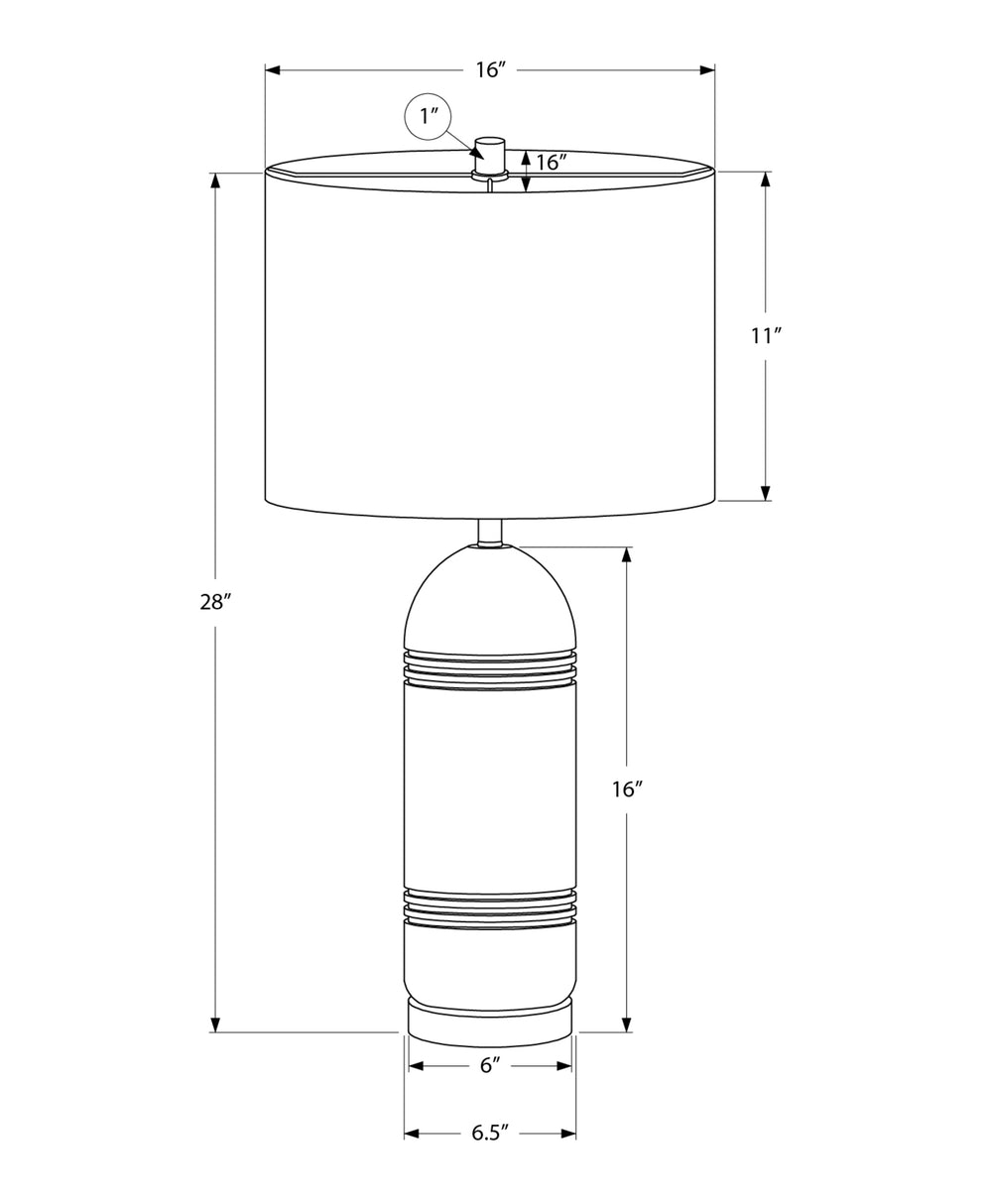 Monarch Specialties Lighting, 28" Contemporary Table Lamp with Chic Shade - Modern Accent for Home or Office Decor GREY,BLACK 16 L x 16 W x 28 H 