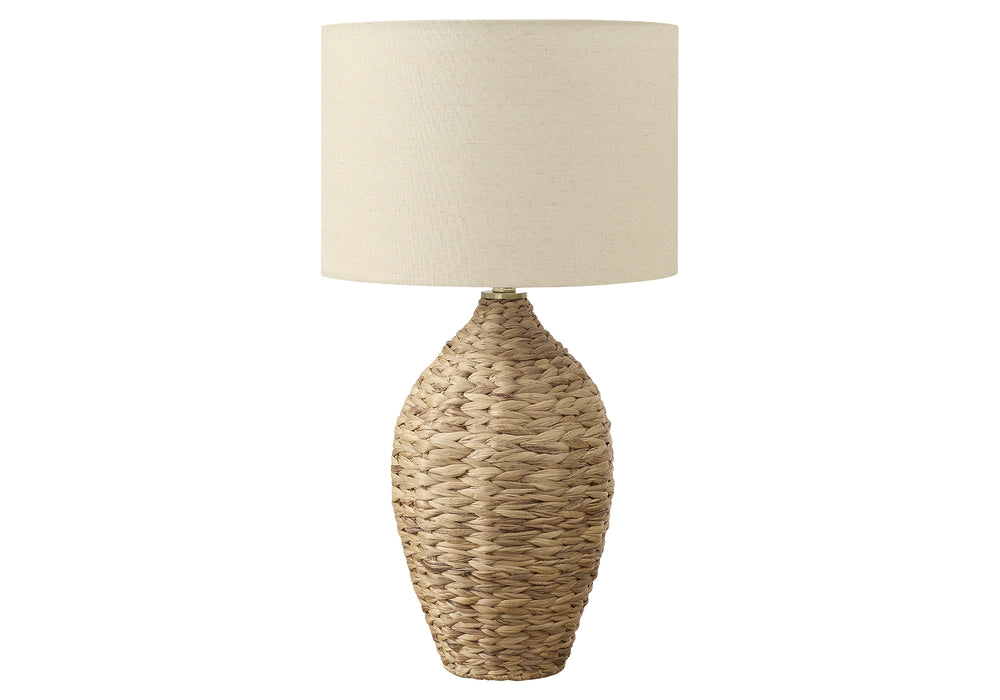 Monarch Specialties Lighting, 30" Natural Rattan Table Lamp with Linen Shade, Stylish 3-Way Switch for Perfect Ambiance BROWN,BEIGE 16 L x 16 W x 29.5 H 