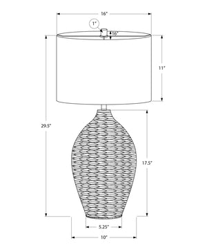 Monarch Specialties Lighting, 30" Natural Rattan Table Lamp with Linen Shade, Stylish 3-Way Switch for Perfect Ambiance BLACK,BEIGE 16 L x 16 W x 29.5 H 