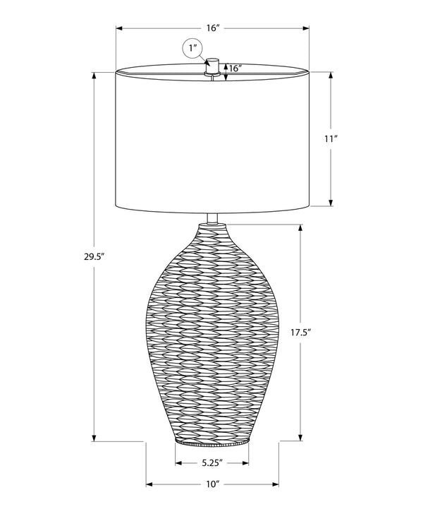 Monarch Specialties Lighting, 30" Natural Rattan Table Lamp with Linen Shade, Stylish 3-Way Switch for Perfect Ambiance BLACK,BEIGE 16 L x 16 W x 29.5 H 