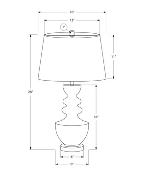 Monarch Specialties Lighting, Elegant 28"H Table Lamp with Chic Resin Base and Soft Shade for Stylish Home Decor BEIGE 16 L x 16 W x 28 H 