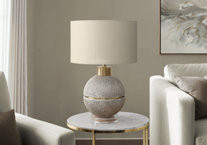 Monarch Specialties Lighting, 26" Contemporary Table Lamp with Unique Resin Base and Chic Fabric Shade for Any Room BROWN,BEIGE,GOLD 16 L x 16 W x 25.5 H 