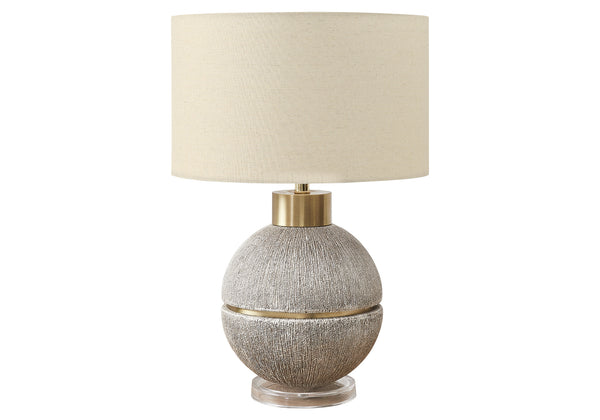 Monarch Specialties Lighting, 26" Contemporary Table Lamp with Unique Resin Base and Chic Fabric Shade for Any Room BROWN,BEIGE,GOLD 16 L x 16 W x 25.5 H 