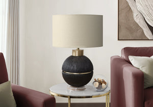 Monarch Specialties Lighting, 26" Contemporary Table Lamp with Unique Resin Base and Chic Fabric Shade for Any Room BLACK,BEIGE,GOLD 16 L x 16 W x 25.5 H 