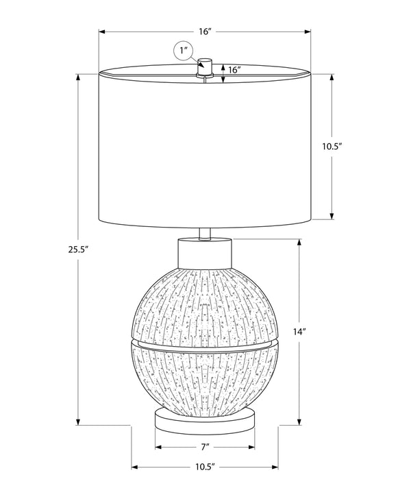 Monarch Specialties Lighting, 26" Contemporary Table Lamp with Unique Resin Base and Chic Fabric Shade for Any Room BLACK,BEIGE,GOLD 16 L x 16 W x 25.5 H 