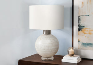 Monarch Specialties Lighting, Contemporary Table Lamp 27"H in Beige Resin with Ivory Shade, 3-Way Switch for Ambiance Default Title  