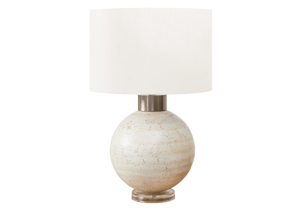 Monarch Specialties Lighting, Contemporary Table Lamp 27"H in Beige Resin with Ivory Shade, 3-Way Switch for Ambiance Default Title  