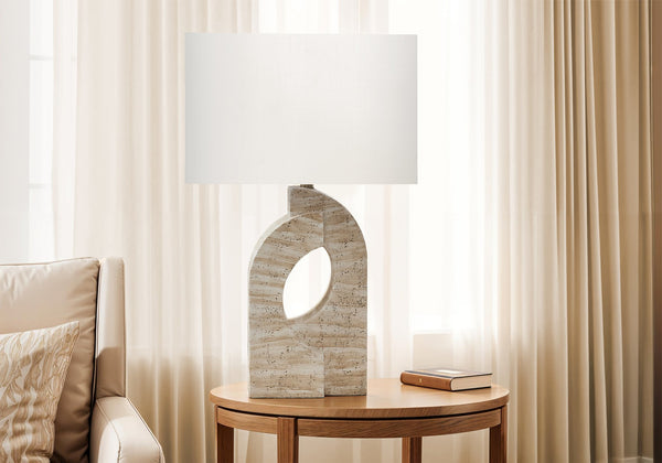 Monarch Specialties Lighting, 28" Contemporary Table Lamp in Beige Resin with Ivory Shade - Stylish Home Accent Decor Default Title  