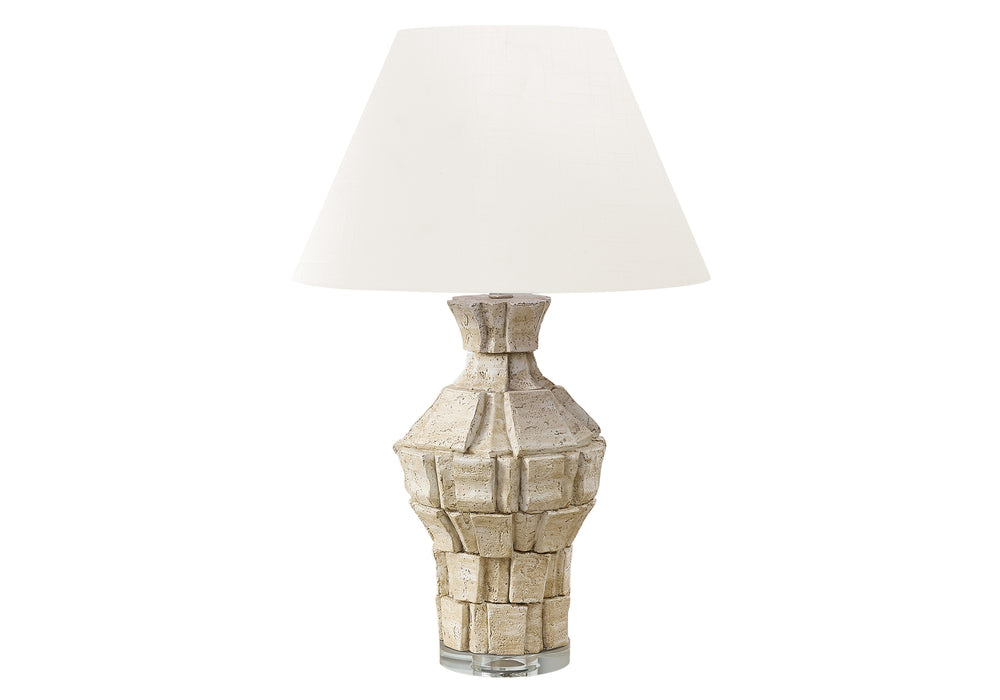 Monarch Specialties Lighting, 28" Modern Table Lamp with Textured Resin Base and Chic Shade for Stylish Home Accents BEIGE,IVORY 18 L x 18 W x 28 H 