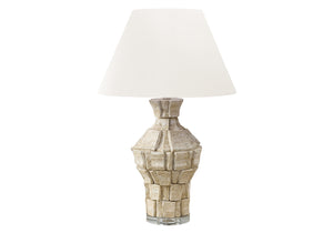 Monarch Specialties Lighting, 28" Modern Table Lamp with Textured Resin Base and Chic Shade for Stylish Home Accents BEIGE,IVORY 18 L x 18 W x 28 H 
