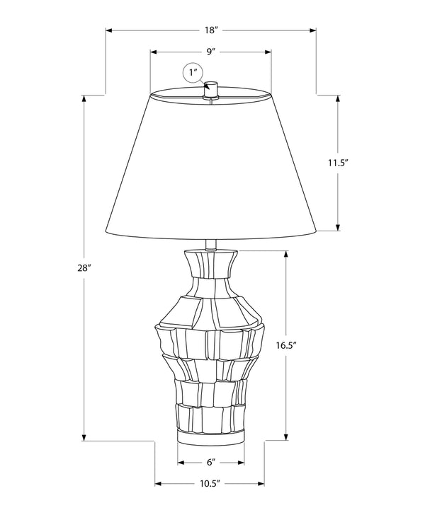 Monarch Specialties Lighting, 28" Modern Table Lamp with Textured Resin Base and Chic Shade for Stylish Home Accents BLACK,IVORY 18 L x 18 W x 28 H 