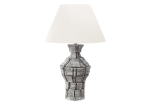 Monarch Specialties Lighting, 28" Modern Table Lamp with Textured Resin Base and Chic Shade for Stylish Home Accents GREY,IVORY 18 L x 18 W x 28 H 