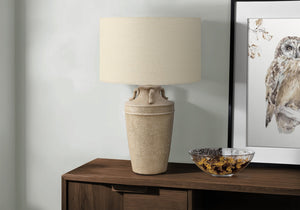 Monarch Specialties Lighting, 28" Table Lamp with Elegant Ceramic Base and 3-Way Switch for Cozy or Vibrant Ambiance BEIGE 18 L x 18 W x 28 H 