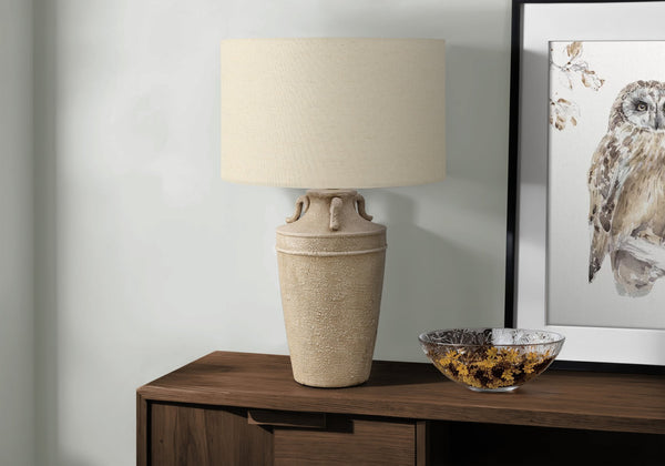 Monarch Specialties Lighting, 28" Table Lamp with Elegant Ceramic Base and 3-Way Switch for Cozy or Vibrant Ambiance BEIGE 18 L x 18 W x 28 H 